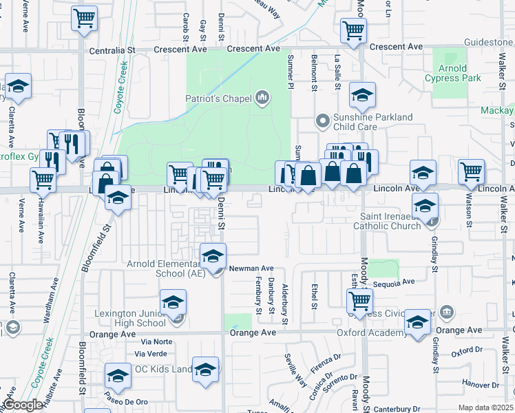 map of restaurants, bars, coffee shops, grocery stores, and more near 4639 Massimo Drive in Cypress