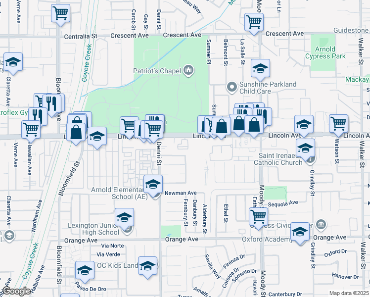 map of restaurants, bars, coffee shops, grocery stores, and more near 4639 Massimo Drive in Cypress