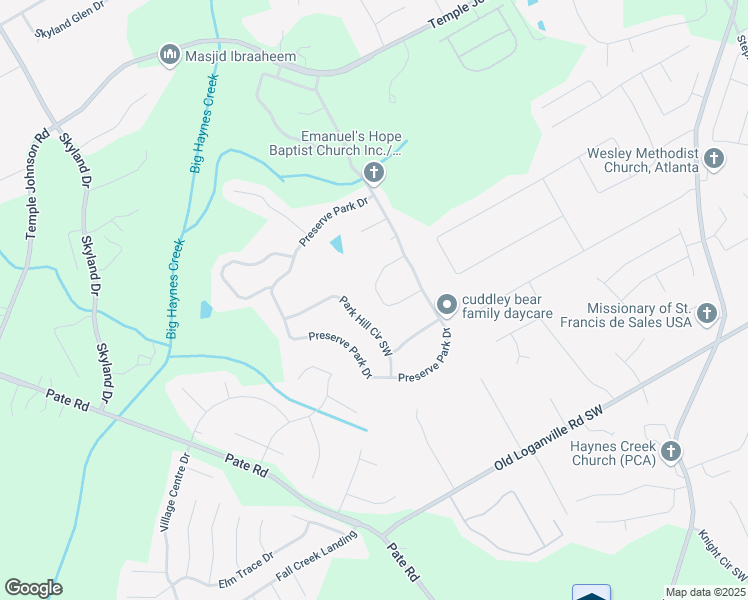 map of restaurants, bars, coffee shops, grocery stores, and more near 1913 Temple Park Drive Southwest in Loganville