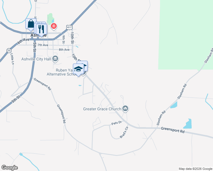 map of restaurants, bars, coffee shops, grocery stores, and more near 102 Pine Drive in Ashville
