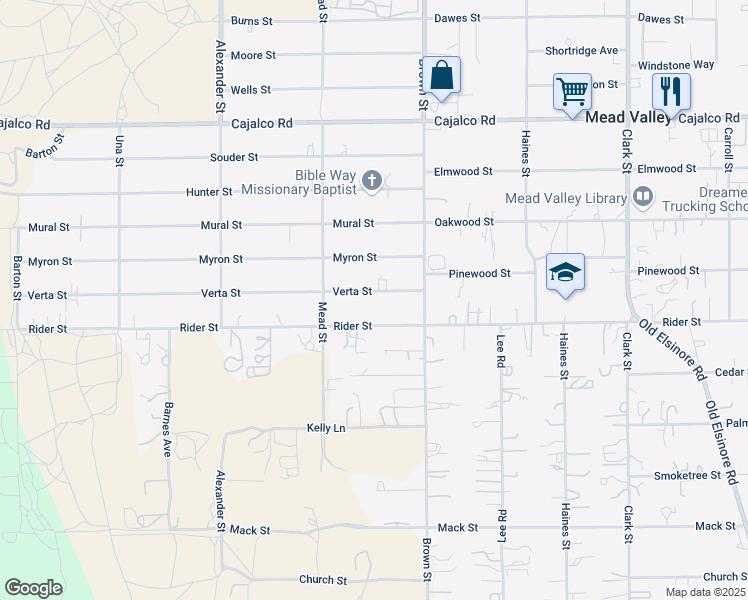map of restaurants, bars, coffee shops, grocery stores, and more near 20875 Verta Street in Perris