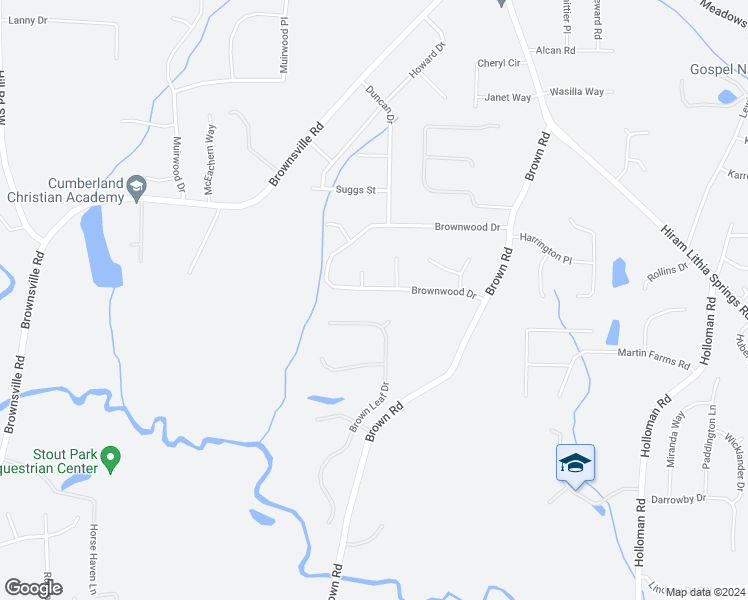map of restaurants, bars, coffee shops, grocery stores, and more near 5260 Brownwood Drive in Powder Springs