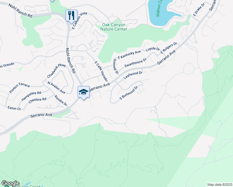 map of restaurants, bars, coffee shops, grocery stores, and more near 6681 Smokewood Circle in Anaheim