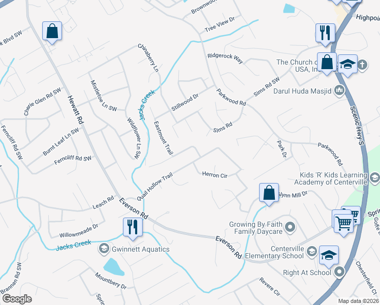 map of restaurants, bars, coffee shops, grocery stores, and more near 3560 Erdly Lane in Snellville