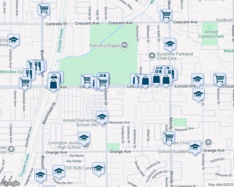 map of restaurants, bars, coffee shops, grocery stores, and more near 9029 Kimberly Lane in Cypress