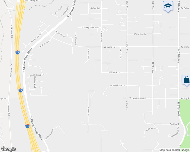 map of restaurants, bars, coffee shops, grocery stores, and more near 38110 North 33rd Avenue in Phoenix