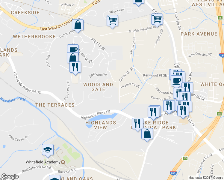 map of restaurants, bars, coffee shops, grocery stores, and more near 1722 ⛉ Healey Walk in Smyrna