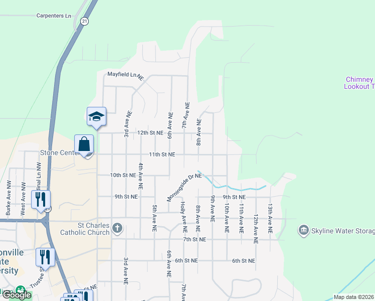 map of restaurants, bars, coffee shops, grocery stores, and more near 1102 7th Avenue Northeast in Jacksonville
