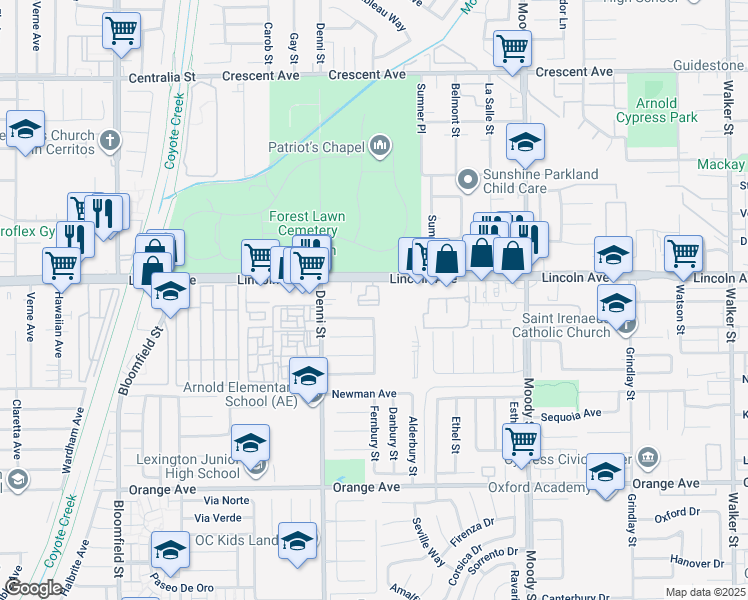 map of restaurants, bars, coffee shops, grocery stores, and more near 9020 Kimberly Lane in Cypress