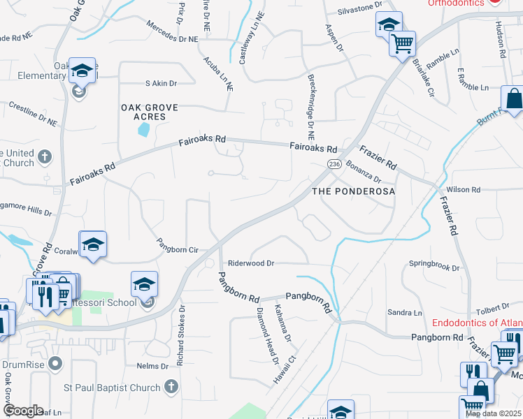 map of restaurants, bars, coffee shops, grocery stores, and more near 3240 Lavista Road in Decatur