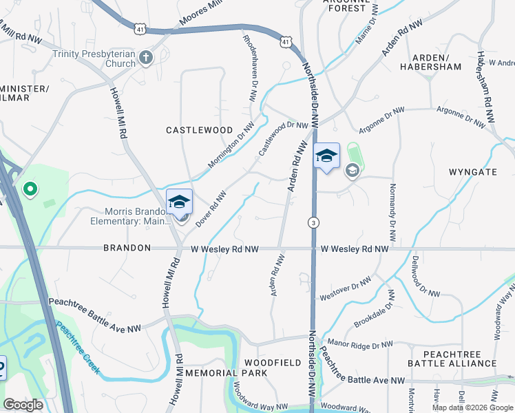 map of restaurants, bars, coffee shops, grocery stores, and more near 770 Arden Close Northwest in Atlanta
