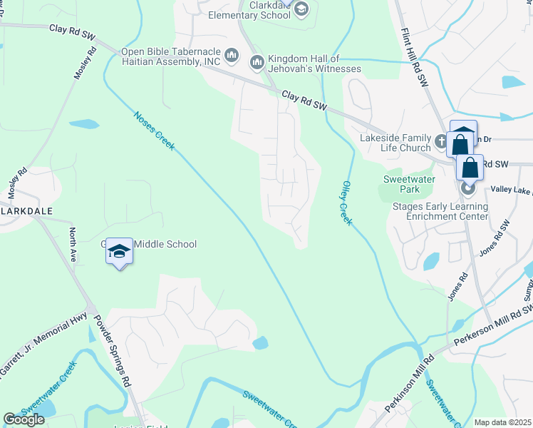 map of restaurants, bars, coffee shops, grocery stores, and more near 4629 Egret Court in Austell