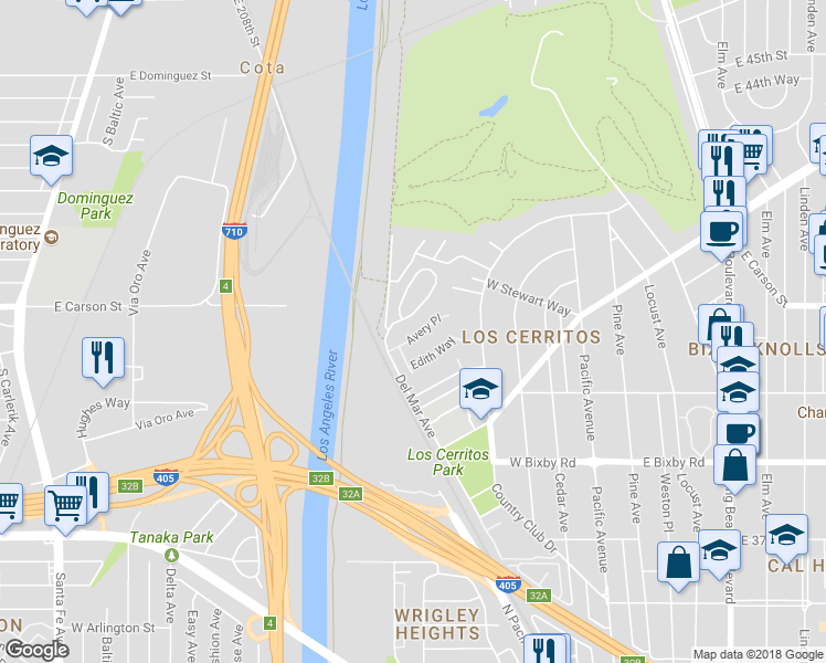 map of restaurants, bars, coffee shops, grocery stores, and more near 637 Avery Place in Long Beach