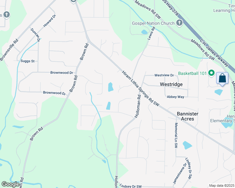 map of restaurants, bars, coffee shops, grocery stores, and more near 4825 Rollins Drive in Powder Springs