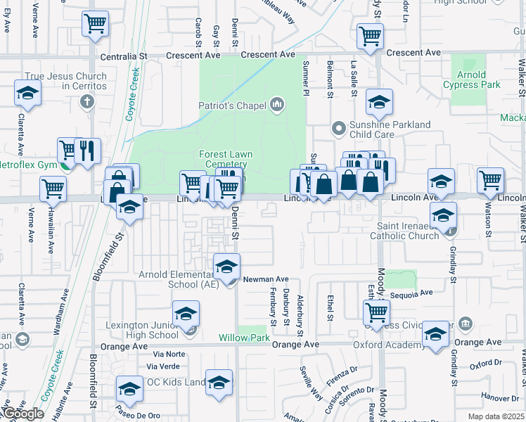 map of restaurants, bars, coffee shops, grocery stores, and more near 9020 Kimberly Lane in Cypress