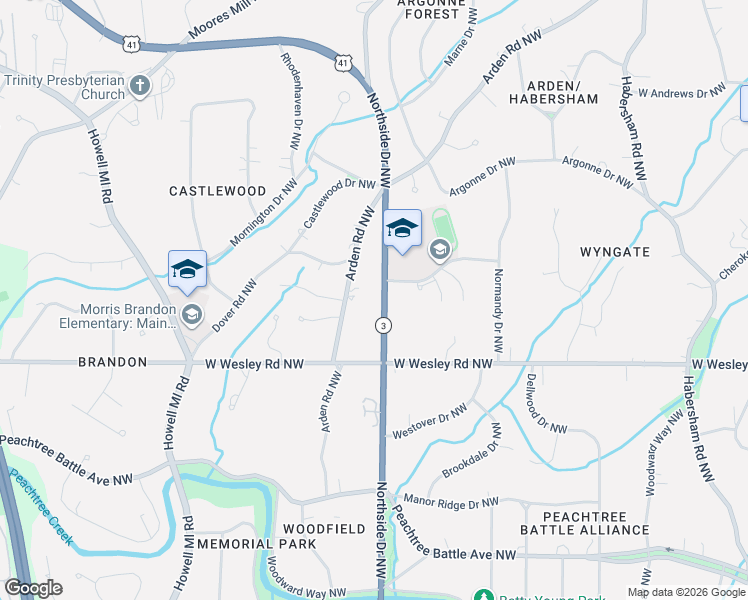 map of restaurants, bars, coffee shops, grocery stores, and more near 2790 Northside Drive Northwest in Atlanta