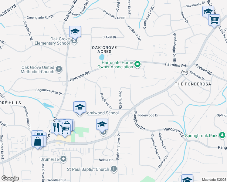 map of restaurants, bars, coffee shops, grocery stores, and more near 1671 Colebrook Circle in Decatur