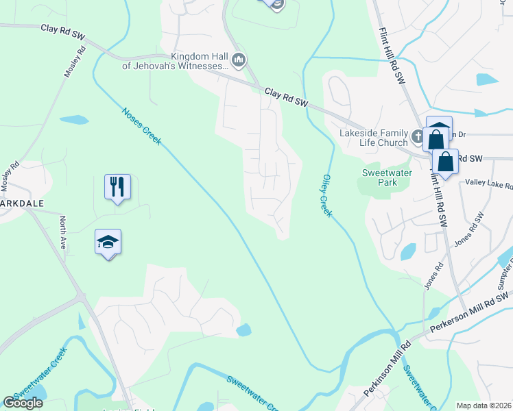 map of restaurants, bars, coffee shops, grocery stores, and more near 4629 Egret Ct in Austell