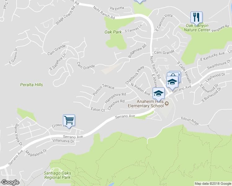 map of restaurants, bars, coffee shops, grocery stores, and more near 8011 Hampshire Road in Orange