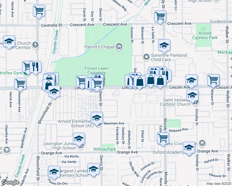 map of restaurants, bars, coffee shops, grocery stores, and more near 9020 Kimberly Lane in Cypress