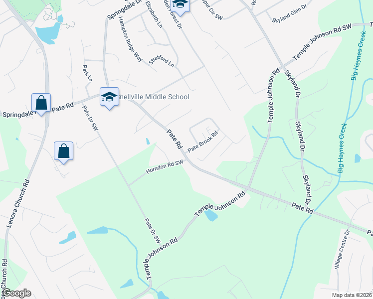 map of restaurants, bars, coffee shops, grocery stores, and more near 2409 Pate Brook Road in Snellville
