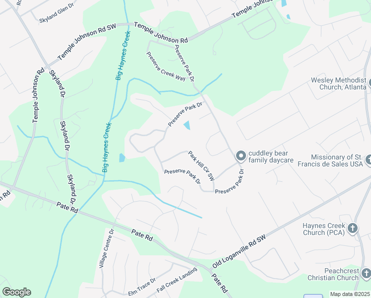 map of restaurants, bars, coffee shops, grocery stores, and more near 3568 Park Hill Circle Southwest in Loganville