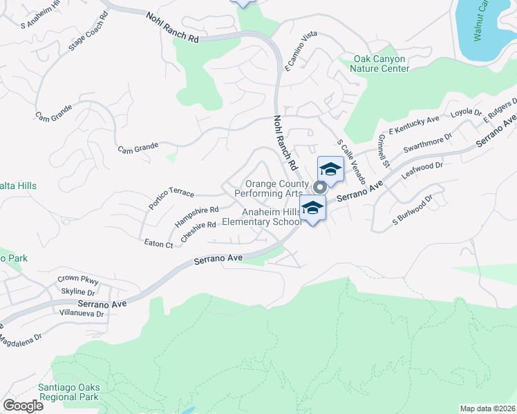 map of restaurants, bars, coffee shops, grocery stores, and more near 2508 North Avalon Avenue in Orange