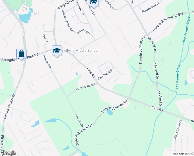 map of restaurants, bars, coffee shops, grocery stores, and more near 2409 Pate Brook Road in Snellville