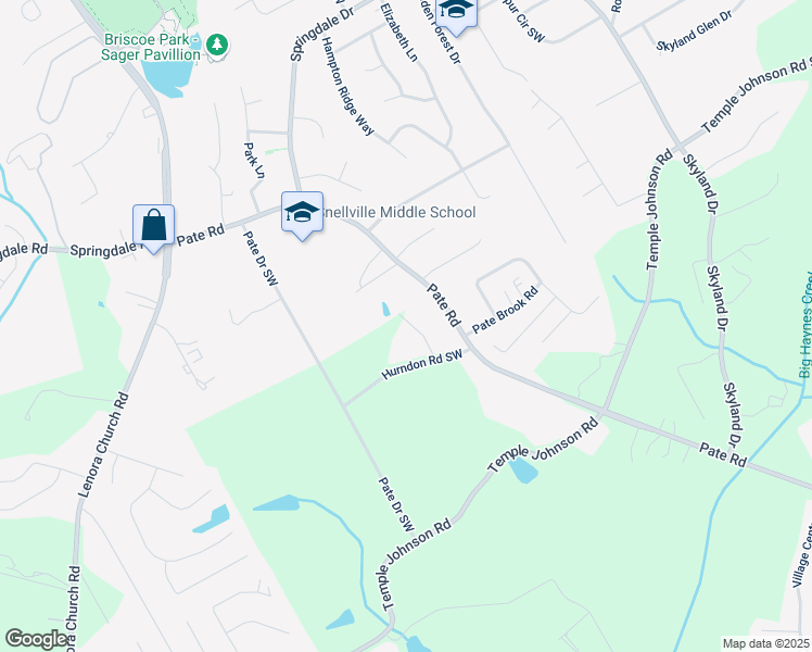 map of restaurants, bars, coffee shops, grocery stores, and more near 2447 Hurndon Road Southwest in Snellville