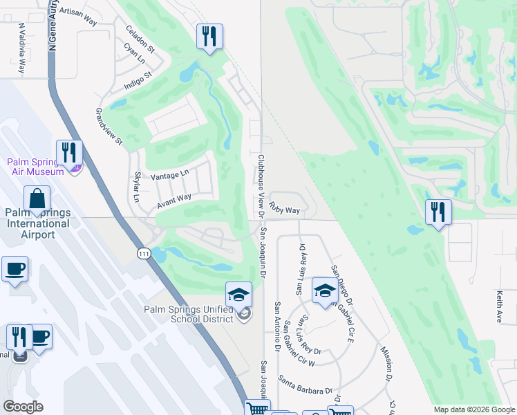 map of restaurants, bars, coffee shops, grocery stores, and more near 4987 Motif Way in Palm Springs