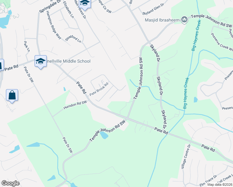 map of restaurants, bars, coffee shops, grocery stores, and more near 2320 Temple View Court in Snellville