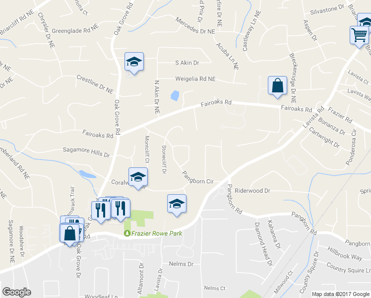 map of restaurants, bars, coffee shops, grocery stores, and more near 1676 Colebrook Circle in Decatur
