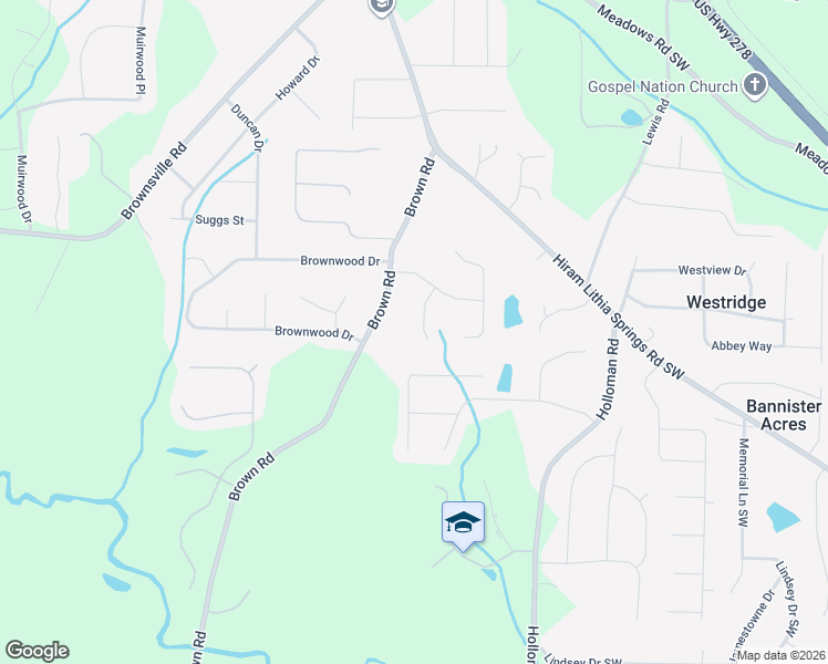 map of restaurants, bars, coffee shops, grocery stores, and more near 5047 Rosemeade Court in Powder Springs