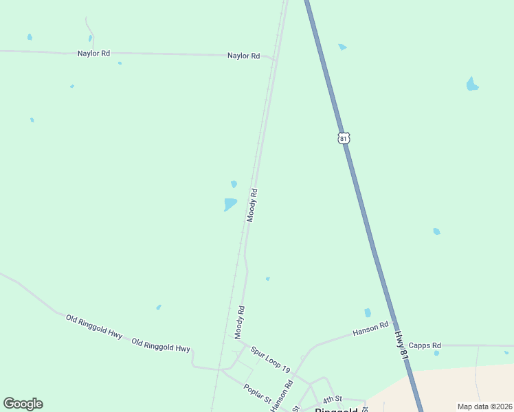 map of restaurants, bars, coffee shops, grocery stores, and more near 447 Moody Road in Ringgold