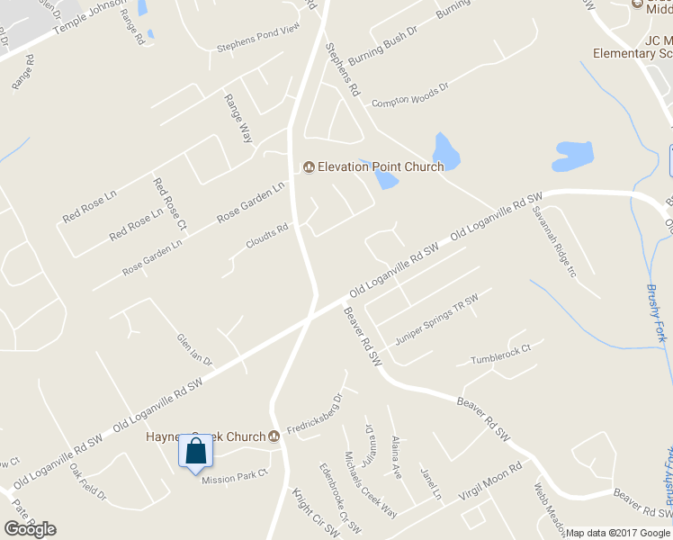 map of restaurants, bars, coffee shops, grocery stores, and more near 1495 Old Loganville Road Southwest in Loganville