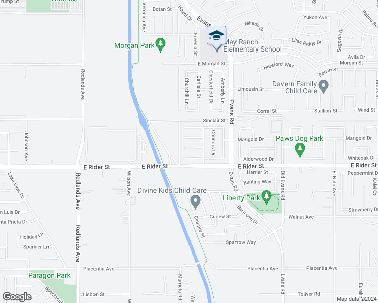 map of restaurants, bars, coffee shops, grocery stores, and more near 833 Roswell Circle in Perris