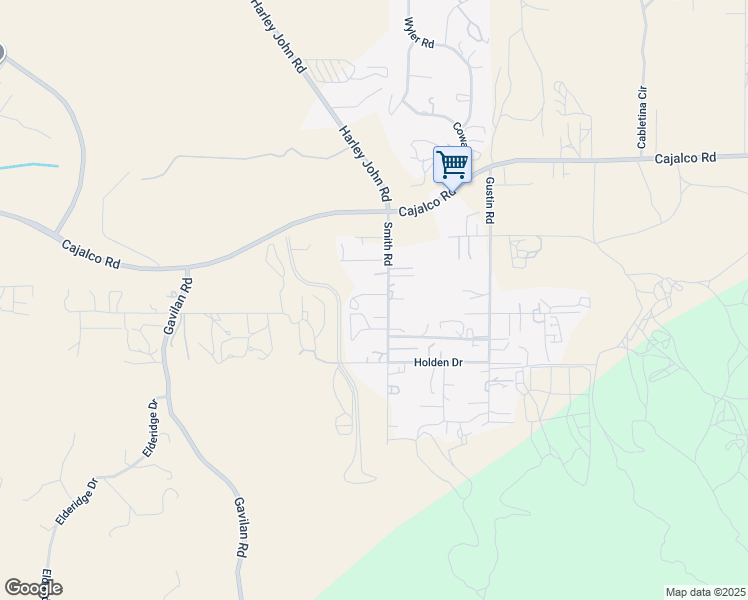 map of restaurants, bars, coffee shops, grocery stores, and more near 19825 Smith Road in Perris