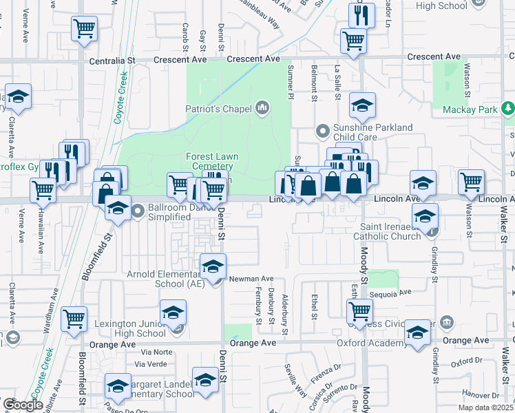 map of restaurants, bars, coffee shops, grocery stores, and more near 4612 Alekona Court in Cypress