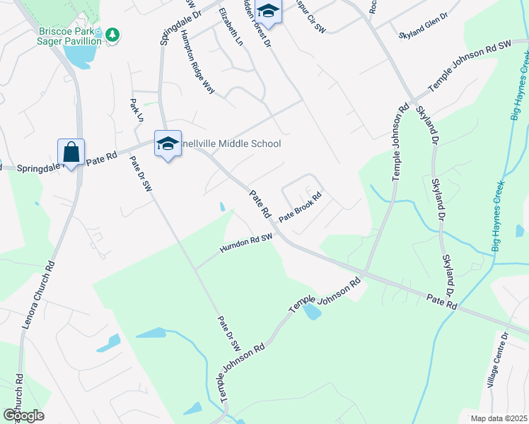 map of restaurants, bars, coffee shops, grocery stores, and more near 3590 Pate Road in Snellville