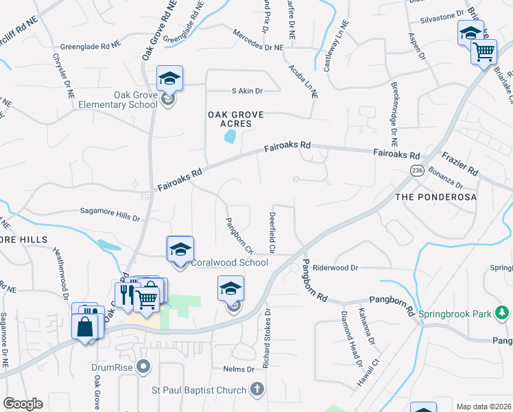 map of restaurants, bars, coffee shops, grocery stores, and more near 1671 Colebrook Circle in Decatur