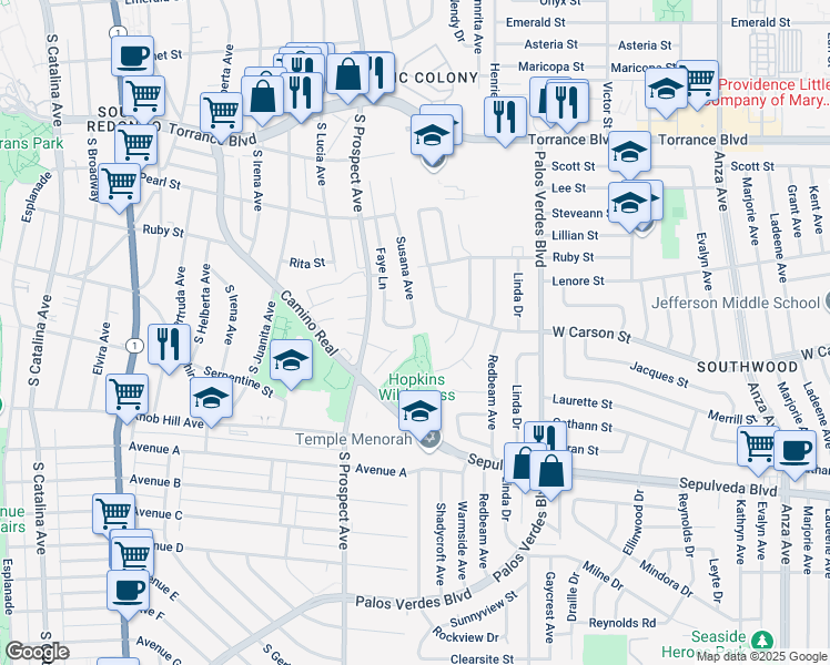 map of restaurants, bars, coffee shops, grocery stores, and more near 1118 Ysabel Street in Redondo Beach