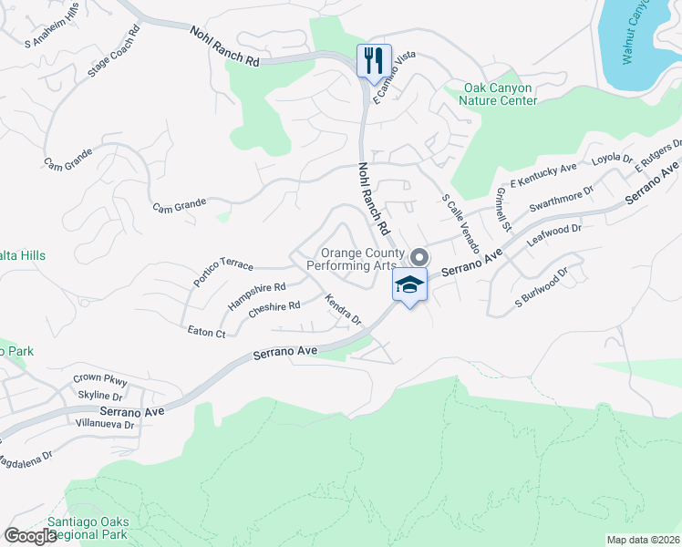 map of restaurants, bars, coffee shops, grocery stores, and more near 8343 Chatham Terrace in Orange