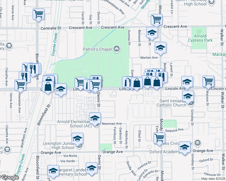 map of restaurants, bars, coffee shops, grocery stores, and more near 4607 Alekona Court in Cypress