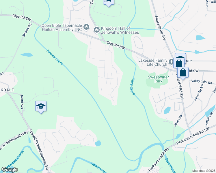 map of restaurants, bars, coffee shops, grocery stores, and more near 2918 Egret Lane in Austell