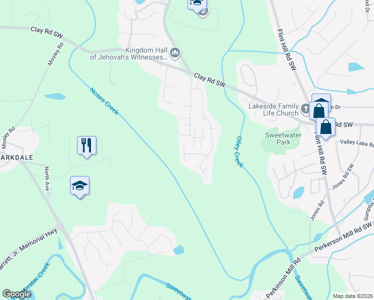 map of restaurants, bars, coffee shops, grocery stores, and more near 4613 Egret Court in Austell
