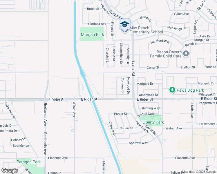 map of restaurants, bars, coffee shops, grocery stores, and more near 836 Roswell Circle in Perris