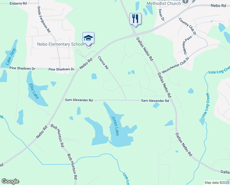 map of restaurants, bars, coffee shops, grocery stores, and more near 51 Triplet Trail in Douglasville