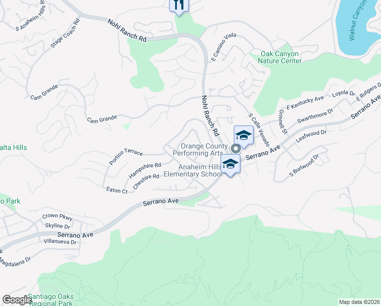map of restaurants, bars, coffee shops, grocery stores, and more near 2508 North Avalon Avenue in Orange