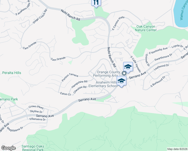 map of restaurants, bars, coffee shops, grocery stores, and more near 2508 North Avalon Avenue in Orange