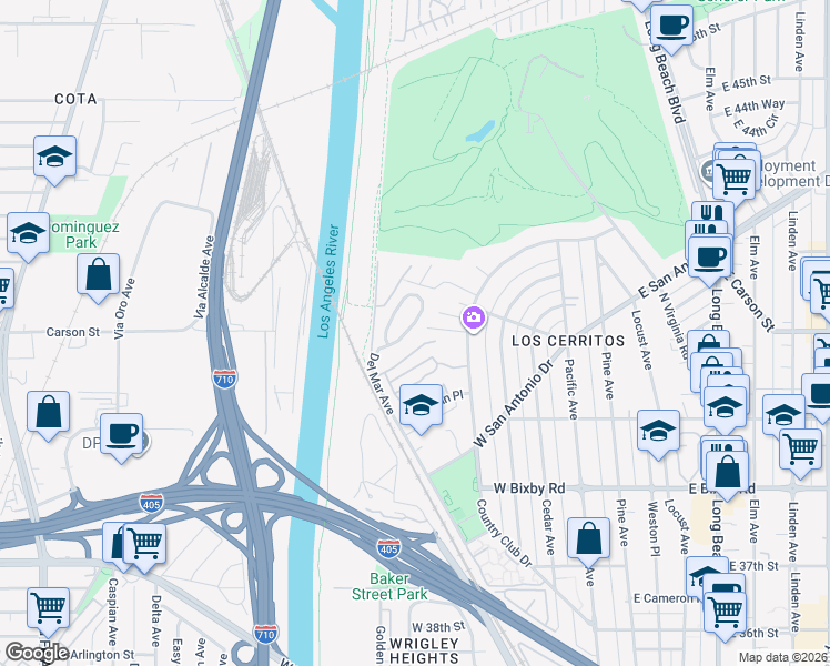 map of restaurants, bars, coffee shops, grocery stores, and more near 635 Avery Place in Long Beach
